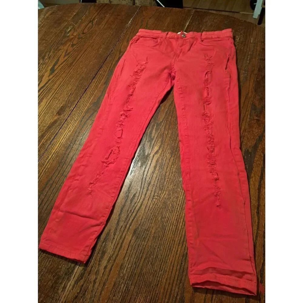Waist 27" Forever 21 Red Distressed Destroyed Skinny Jeans Casual Pants